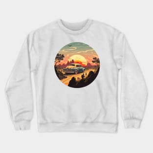 diving my car to the sunset Crewneck Sweatshirt